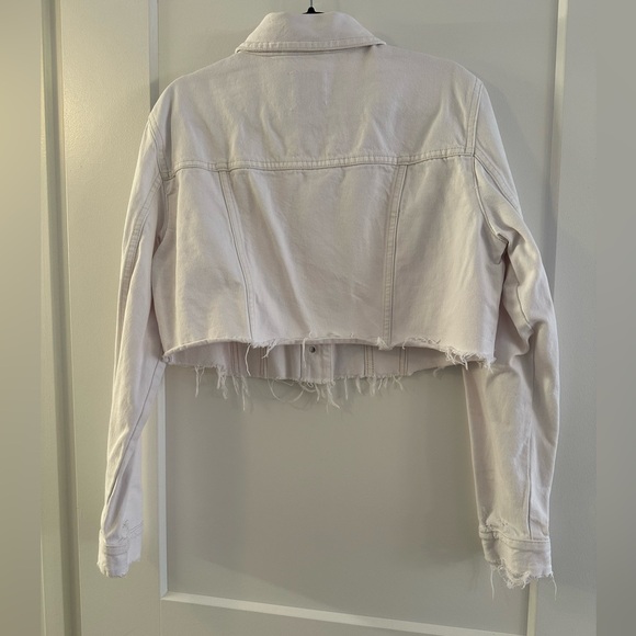 Zara White Denim Cropped Jacket Size XL - Picture 5 of 5